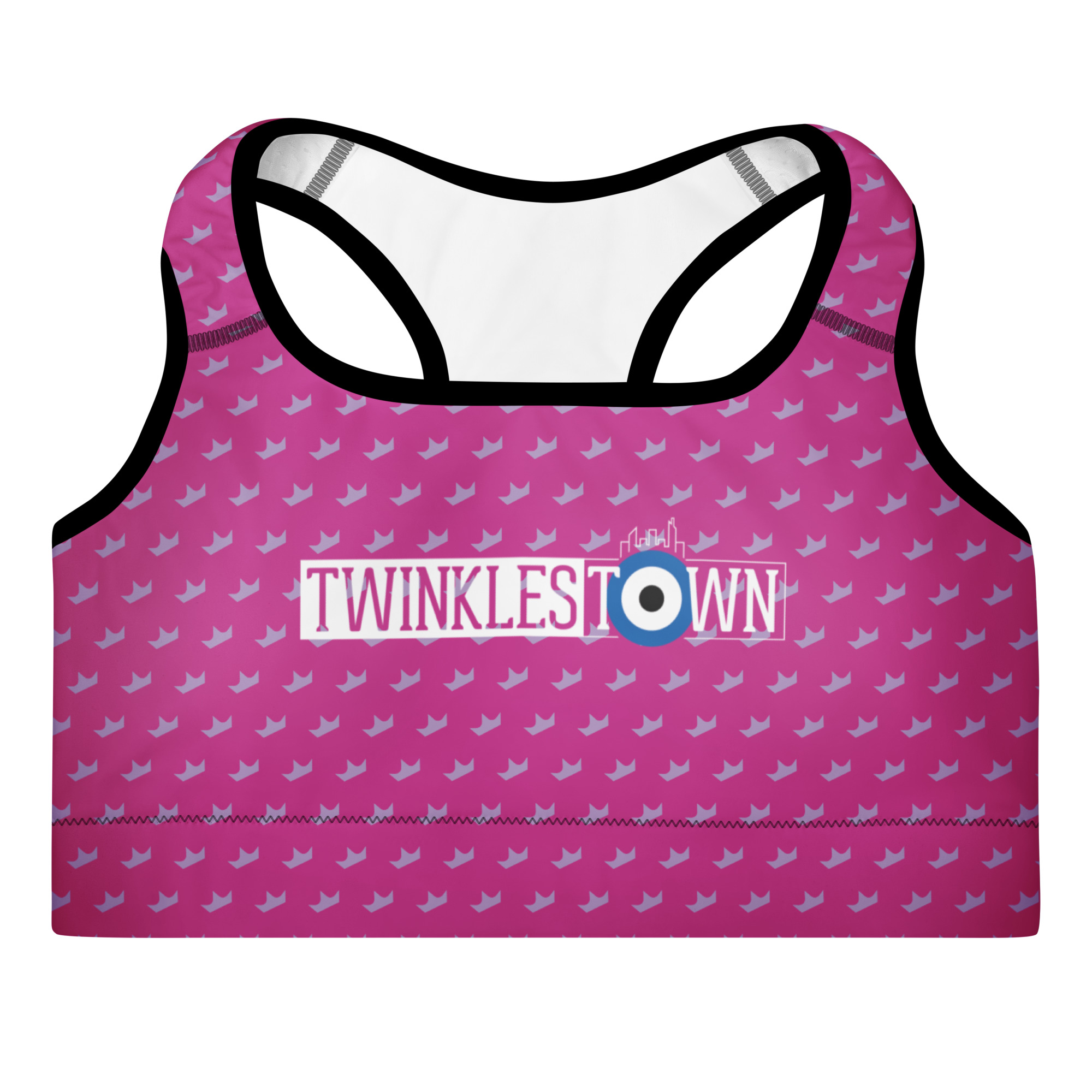Twinklestown Pink Bird Print Padded Sports Bra